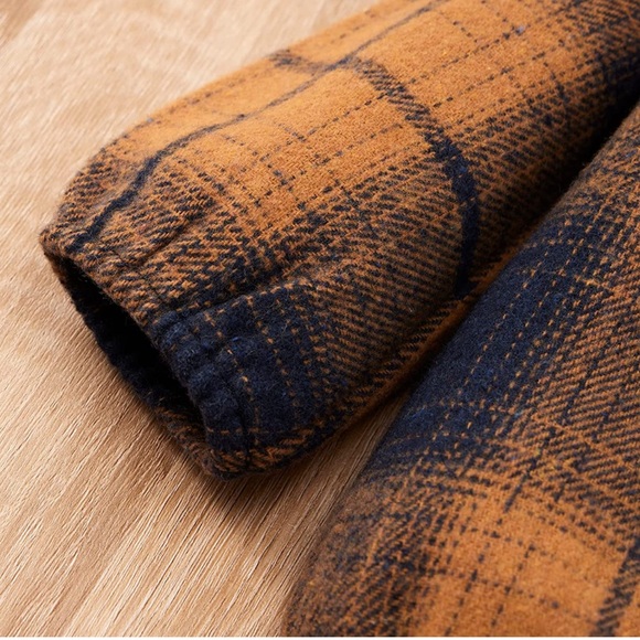 Casual Long Sleeve Button Down Plaid Hoodie Romper (0-3months) - Picture 5 of 7